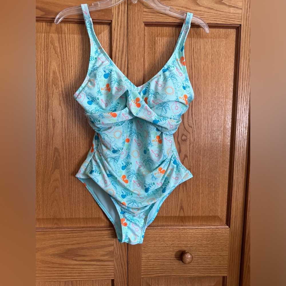 Disney Blue and White Ruffled One Piece Swimsuit